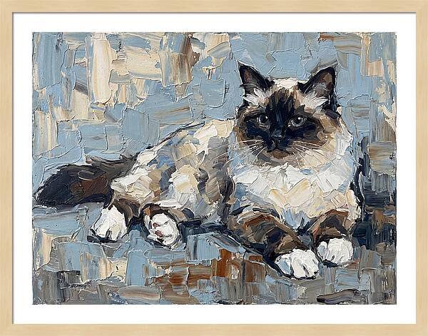 Birman Cat In Palette Knife Style