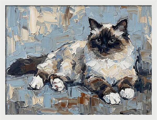 Birman Cat In Palette Knife Style
