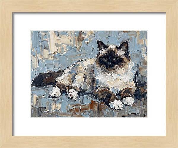 Birman Cat In Palette Knife Style