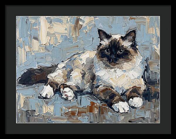 Birman Cat In Palette Knife Style