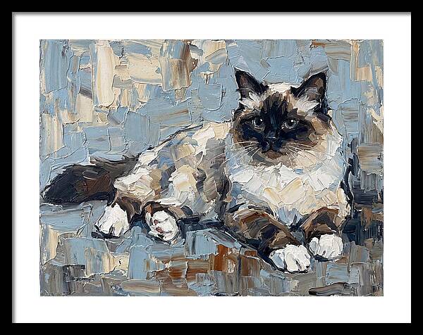 Birman Cat In Palette Knife Style