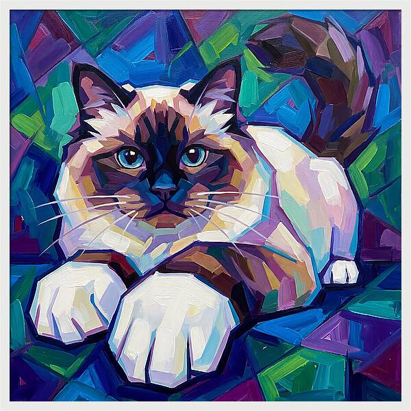Birman Cat In Vibrant Colors