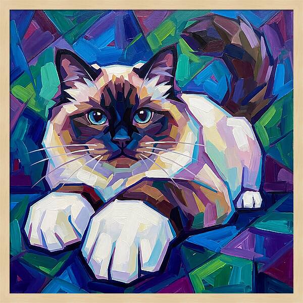 Birman Cat In Vibrant Colors