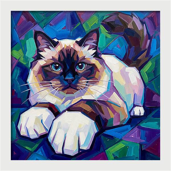 Birman Cat In Vibrant Colors