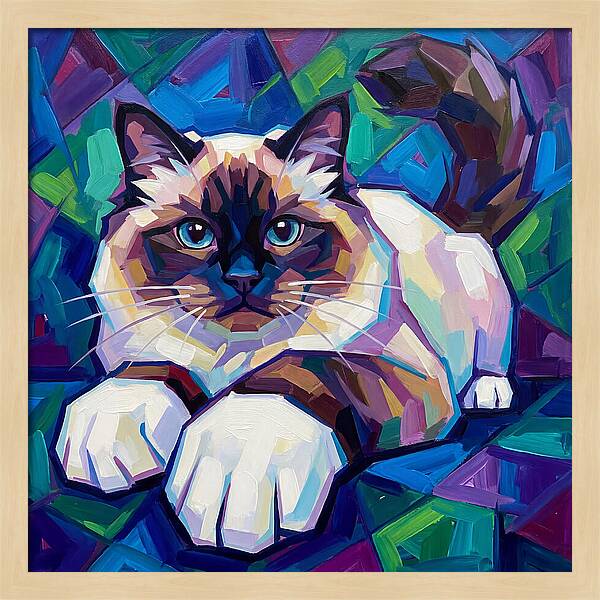 Birman Cat In Vibrant Colors