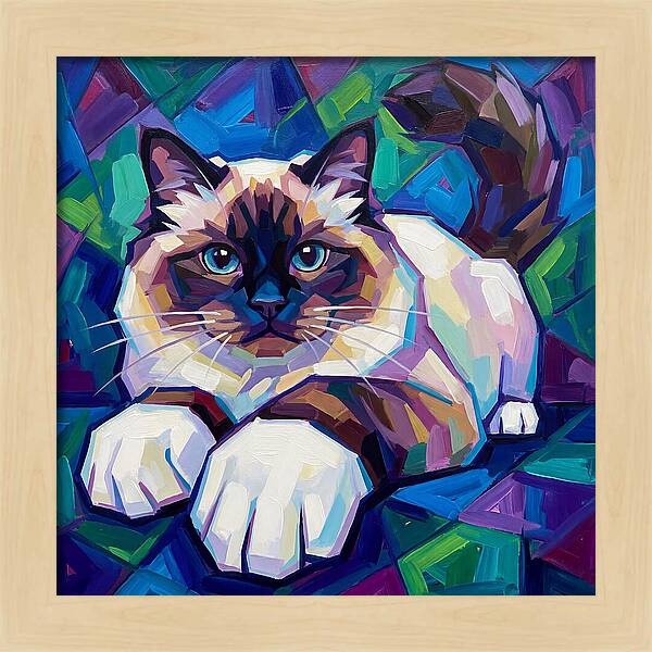 Birman Cat In Vibrant Colors