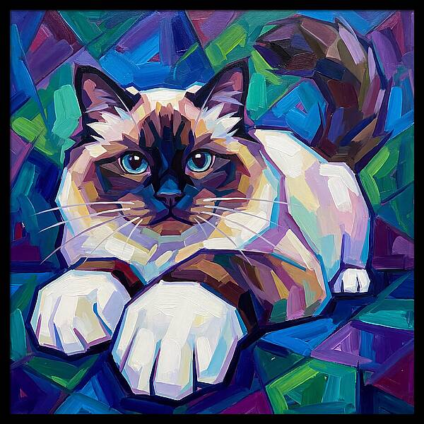 Birman Cat In Vibrant Colors