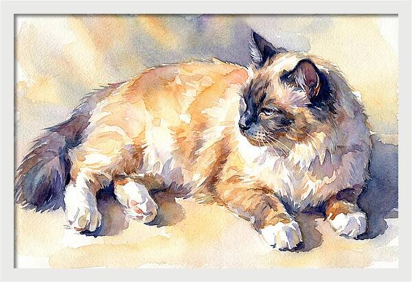 Birman Cat Relaxing In Sunlight