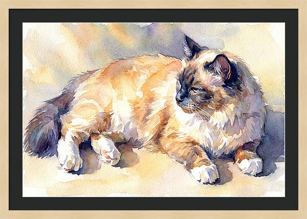 Birman Cat Relaxing In Sunlight
