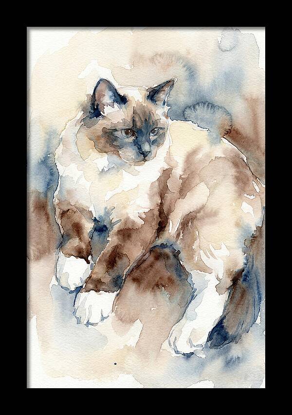 Birman Cat Watercolor Portrait