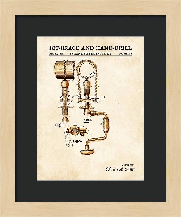 Bit Brace And Hand Drill Watercolor Patent Us538323a