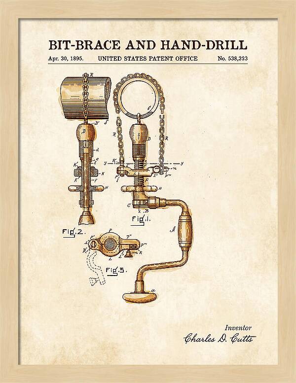 Bit Brace And Hand Drill Watercolor Patent Us538323a