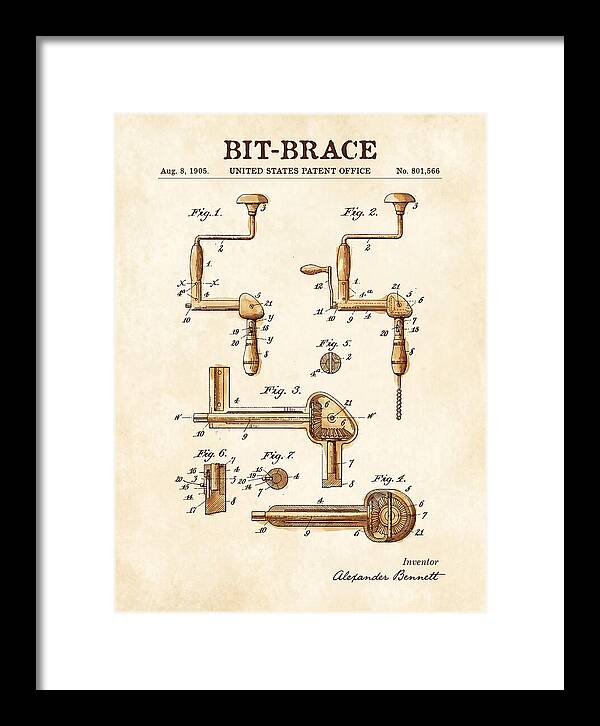 Bit Brace Watercolor Patent Us801566a
