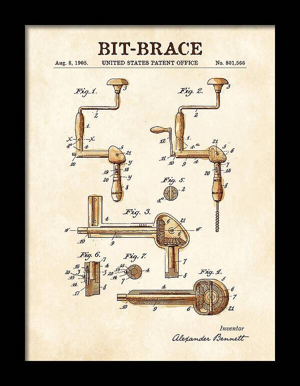 Bit Brace Watercolor Patent Us801566a
