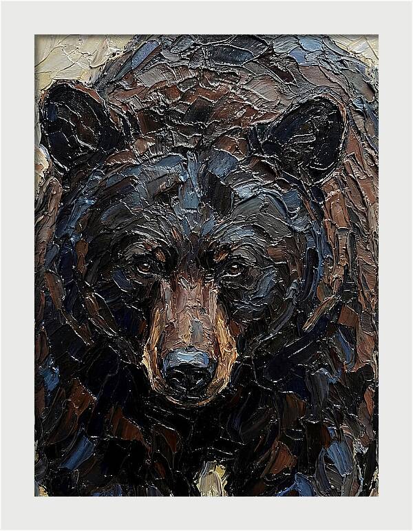 Black Bear In Palette Knife Style