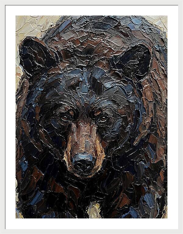 Black Bear In Palette Knife Style