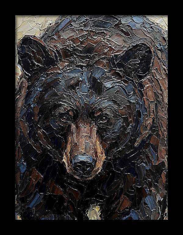 Black Bear In Palette Knife Style