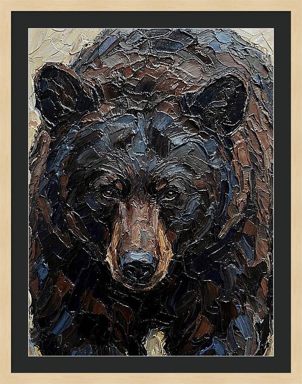 Black Bear In Palette Knife Style