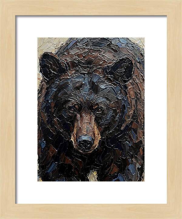 Black Bear In Palette Knife Style
