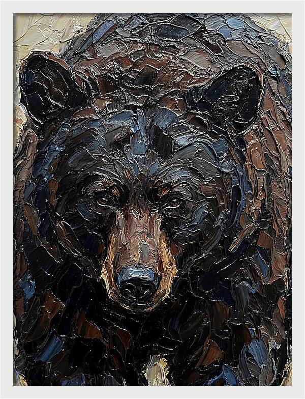 Black Bear In Palette Knife Style
