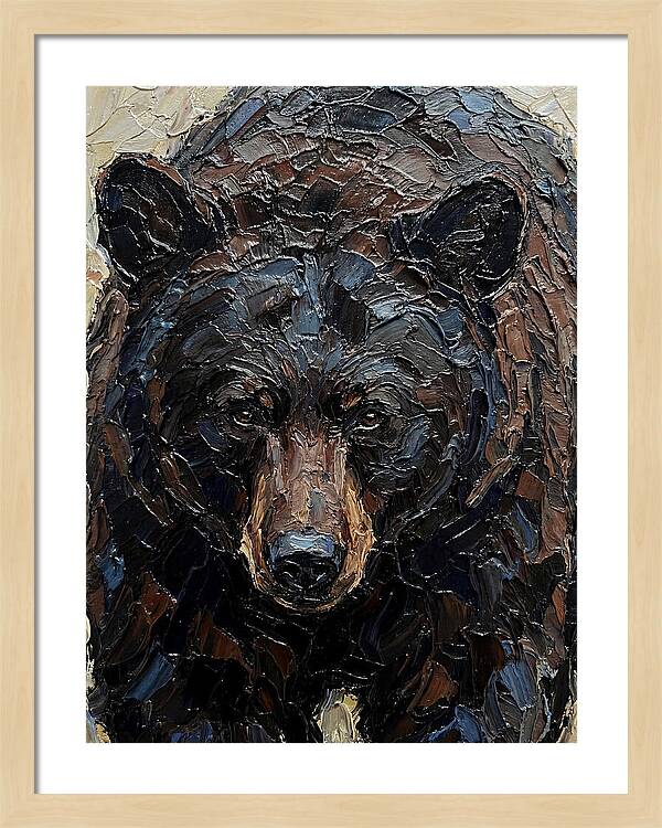 Black Bear In Palette Knife Style