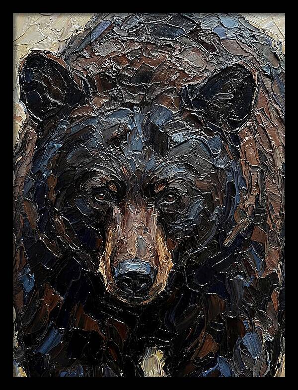 Black Bear In Palette Knife Style