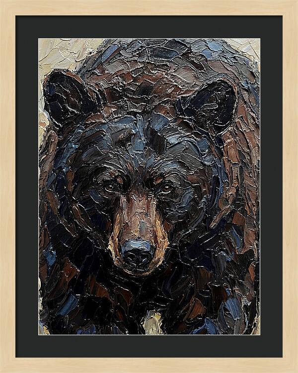 Black Bear In Palette Knife Style