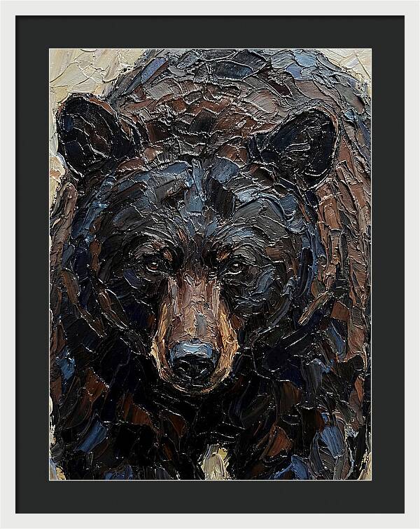 Black Bear In Palette Knife Style
