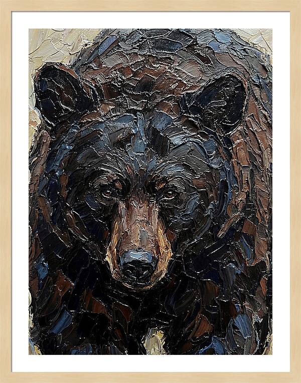 Black Bear In Palette Knife Style