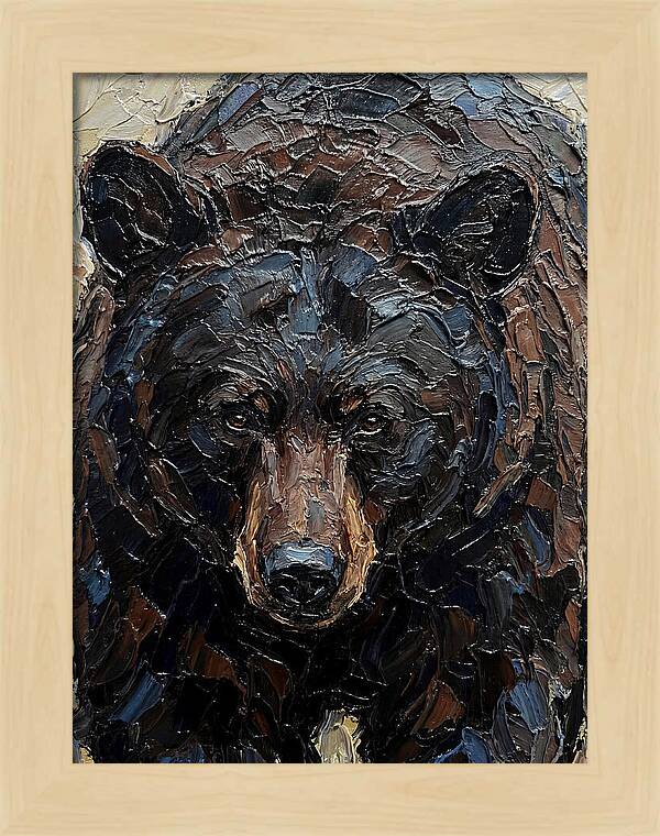 Black Bear In Palette Knife Style