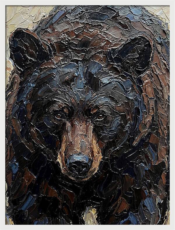 Black Bear In Palette Knife Style