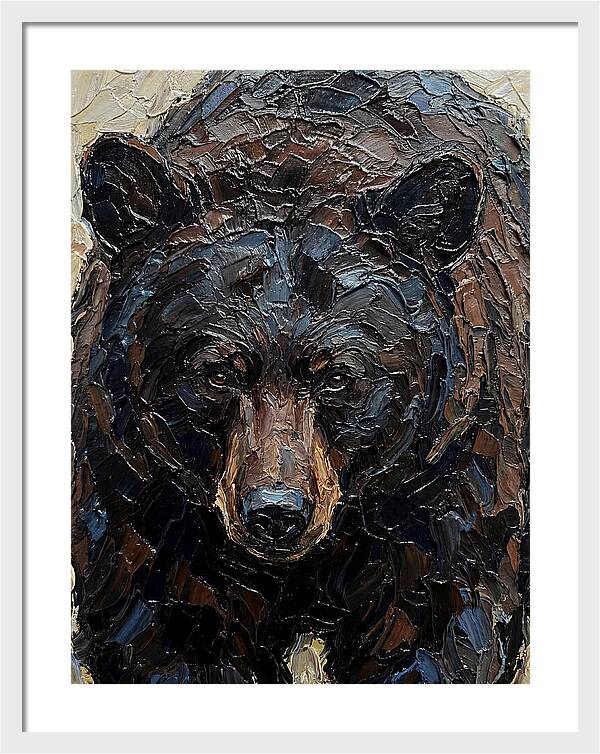 Black Bear In Palette Knife Style