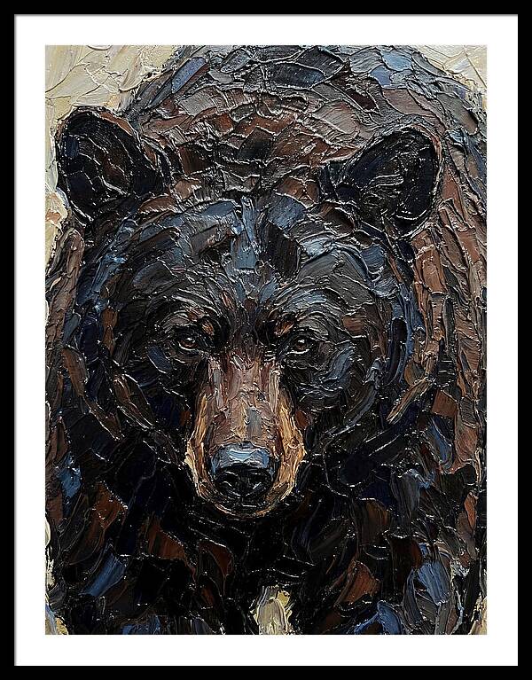 Black Bear In Palette Knife Style