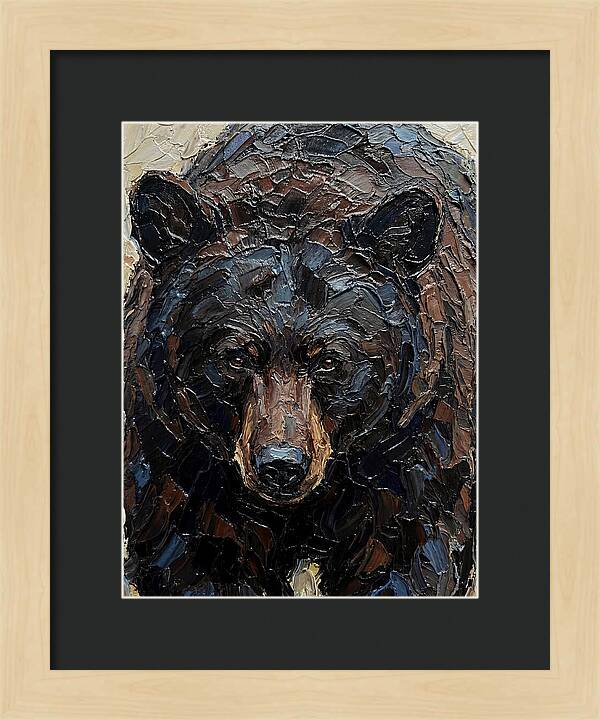 Black Bear In Palette Knife Style