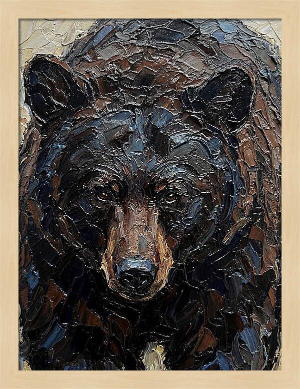 Black Bear In Palette Knife Style