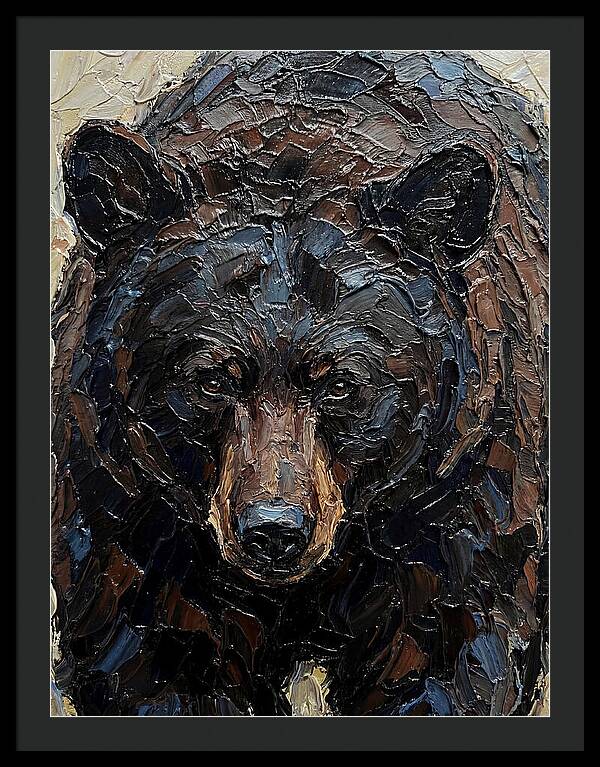 Black Bear In Palette Knife Style