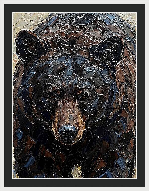 Black Bear In Palette Knife Style