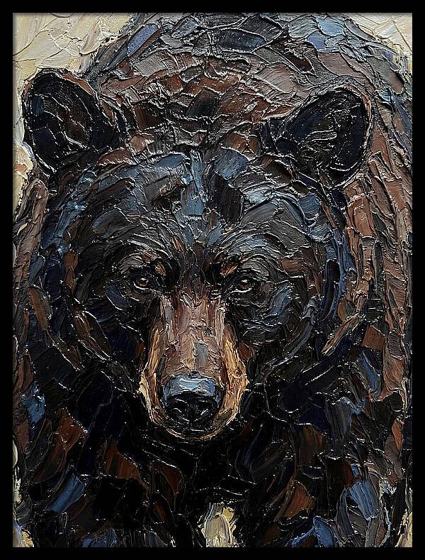 Black Bear In Palette Knife Style