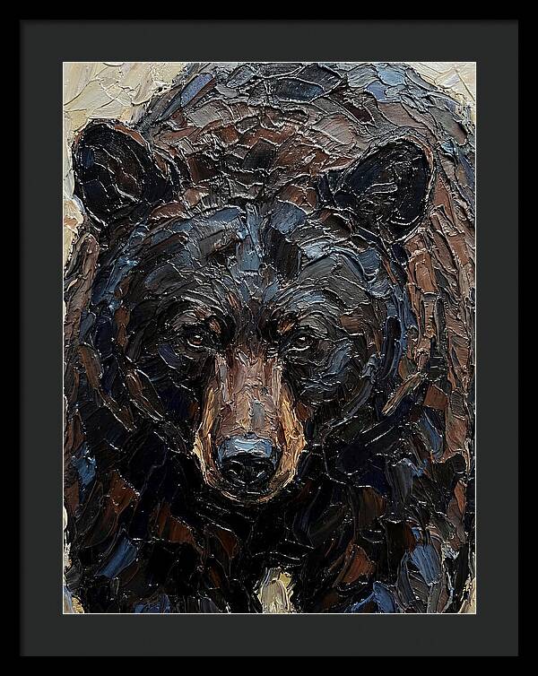Black Bear In Palette Knife Style