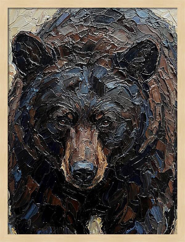 Black Bear In Palette Knife Style