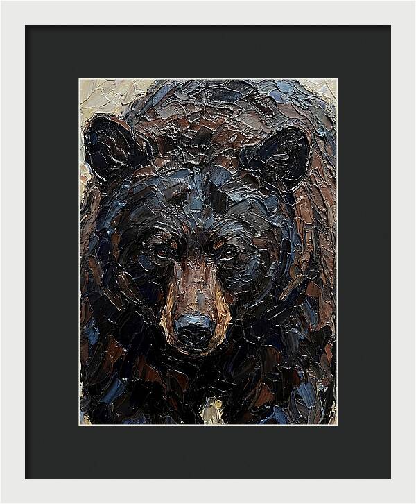 Black Bear In Palette Knife Style