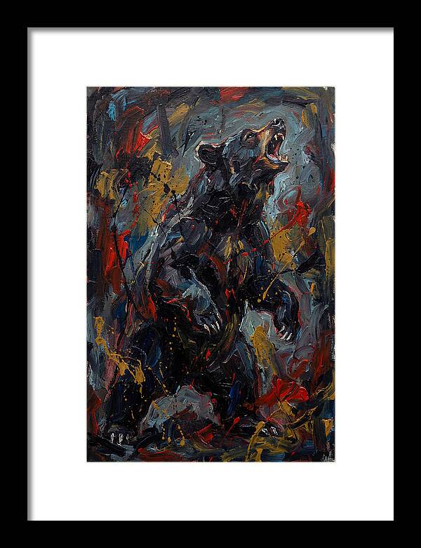 Black Bear Roaring In Color
