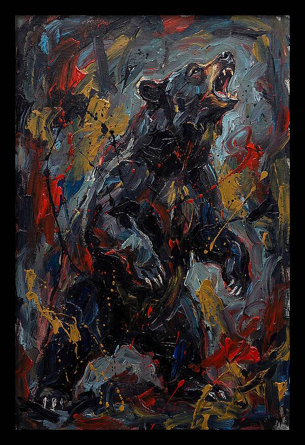 Black Bear Roaring In Color