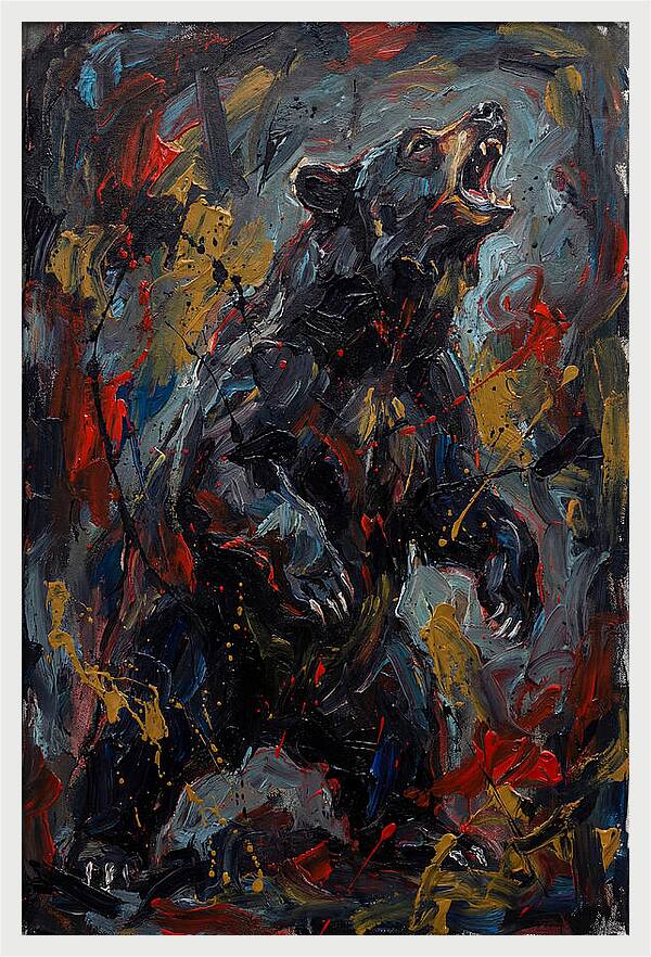 Black Bear Roaring In Color