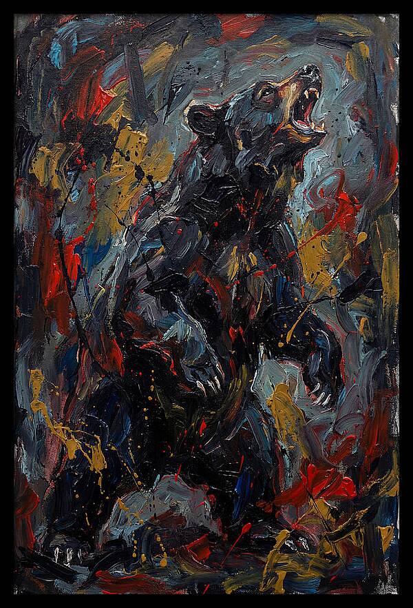 Black Bear Roaring In Color