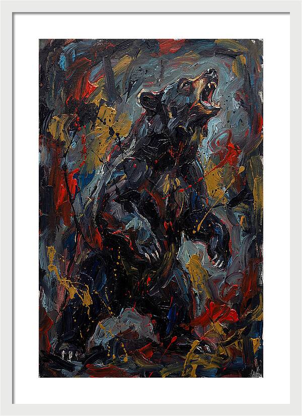 Black Bear Roaring In Color
