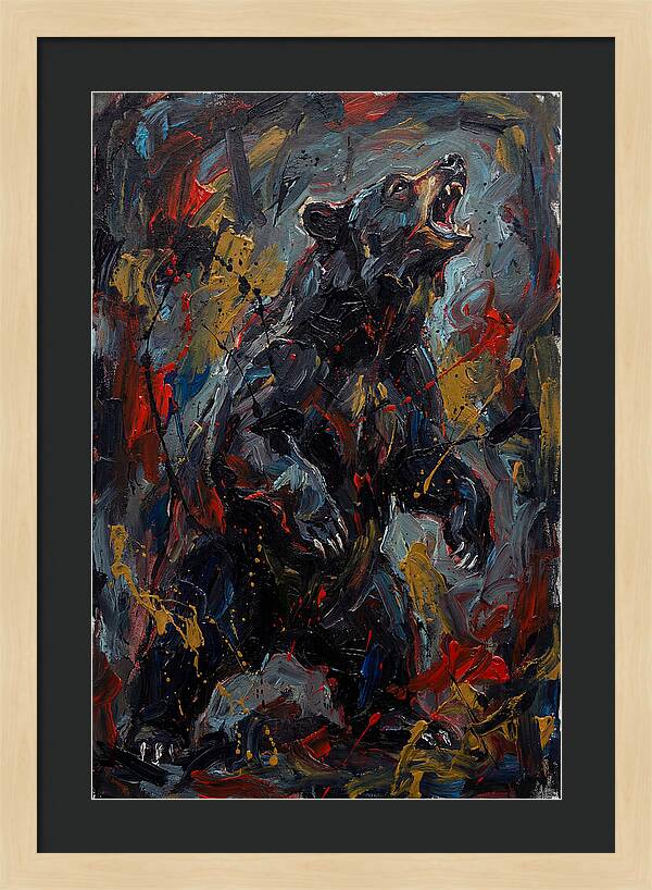 Black Bear Roaring In Color