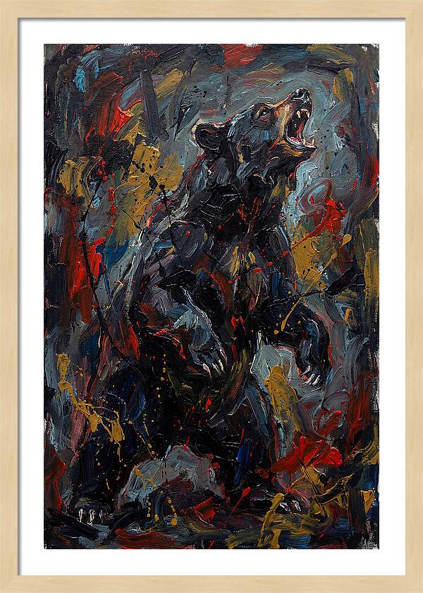 Black Bear Roaring In Color