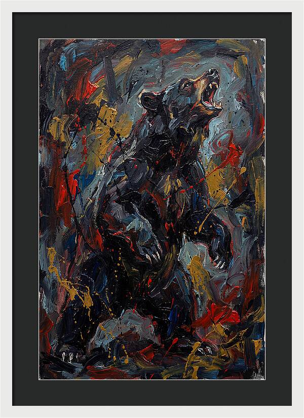 Black Bear Roaring In Color