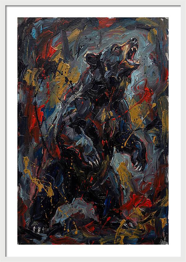 Black Bear Roaring In Color